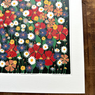 Hand Block Printed "Wildflower Meadow" Reduction Print - No. 34