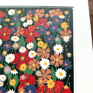 Hand Block Printed "Wildflower Meadow" Reduction Print - No. 34