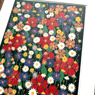 Hand Block Printed "Wildflower Meadow" Reduction Print - No. 34