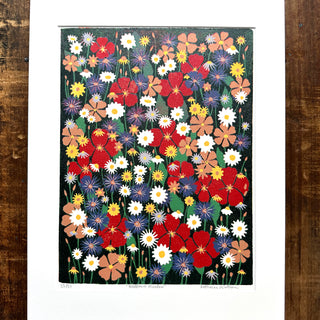 Hand Block Printed "Wildflower Meadow" Reduction Print - No. 33