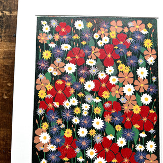 Hand Block Printed "Wildflower Meadow" Reduction Print - No. 33