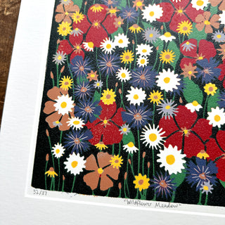 Hand Block Printed "Wildflower Meadow" Reduction Print - No. 32