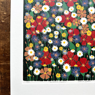 Hand Block Printed "Wildflower Meadow" Reduction Print - No. 2