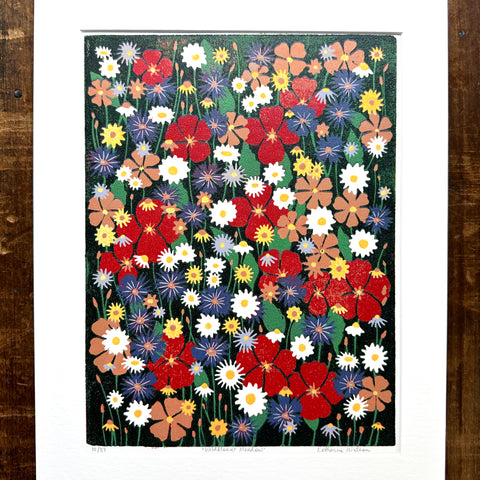 Hand Block Printed "Wildflower Meadow" Reduction Print - No. 10