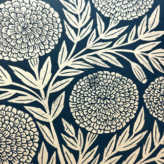 SECONDS : Hand Block Printed Marigold Art Print - No. 5759