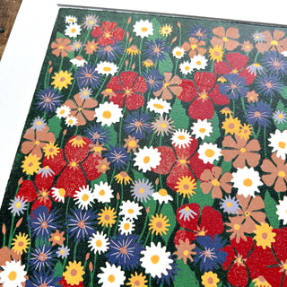 Hand Block Printed "Wildflower Meadow" Reduction Print - No. 7