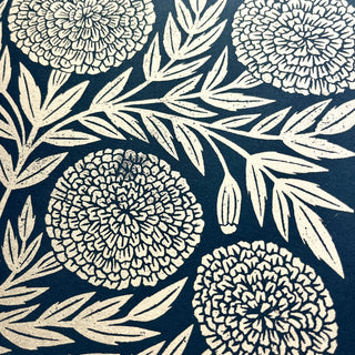 SECONDS : Hand Block Printed Marigold Art Print - No. 5759
