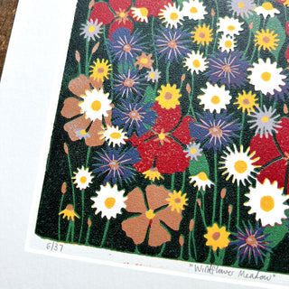 Hand Block Printed "Wildflower Meadow" Reduction Print - No. 6