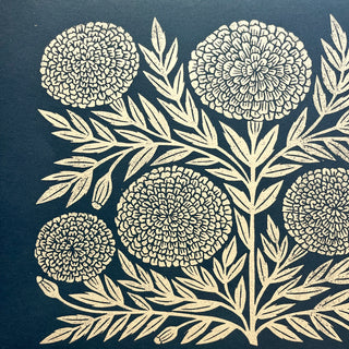 SECONDS : Hand Block Printed Marigold Art Print - No. 5760