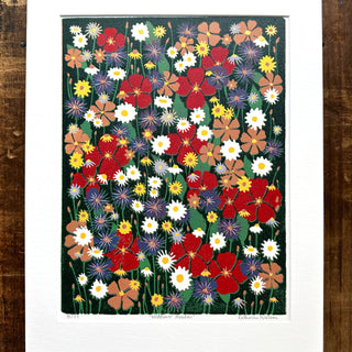 Hand Block Printed "Wildflower Meadow" Reduction Print - No. 18