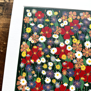 Hand Block Printed "Wildflower Meadow" Reduction Print - No. 18