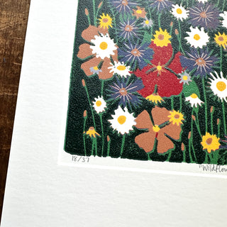 Hand Block Printed "Wildflower Meadow" Reduction Print - No. 18