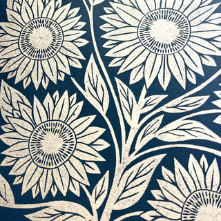 SECONDS : Hand Block Printed Sunflower Art Print - No. 5761
