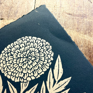 SECONDS : Hand Block Printed Marigold Art Print - No. 5762