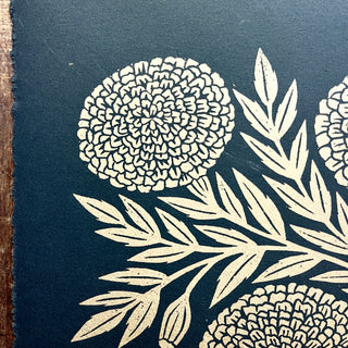 SECONDS : Hand Block Printed Marigold Art Print - No. 5762