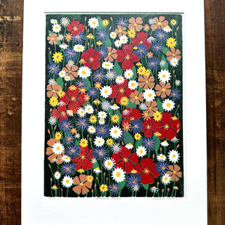 Hand Block Printed "Wildflower Meadow" Reduction Print - No. 14