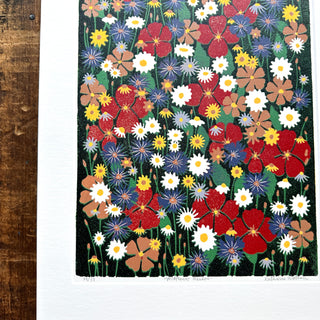 Hand Block Printed "Wildflower Meadow" Reduction Print - No. 14