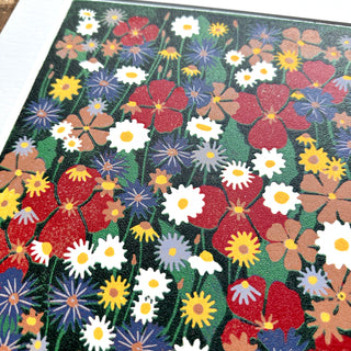 Hand Block Printed "Wildflower Meadow" Reduction Print - No. 14