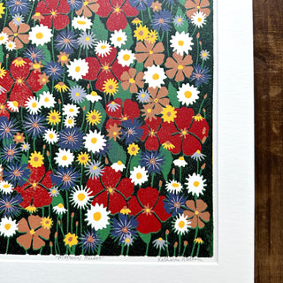 Hand Block Printed "Wildflower Meadow" Reduction Print - No. 14