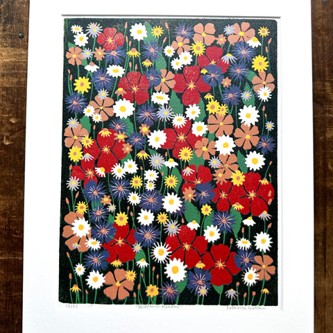 Hand Block Printed "Wildflower Meadow" Reduction Print - No. 13