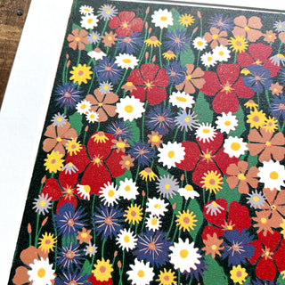 Hand Block Printed "Wildflower Meadow" Reduction Print - No. 13