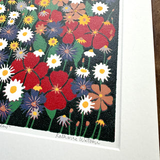 Hand Block Printed "Wildflower Meadow" Reduction Print - No. 13