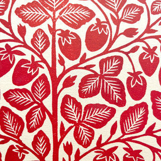 Hand Block Printed Strawberries Art Print - No. 5765