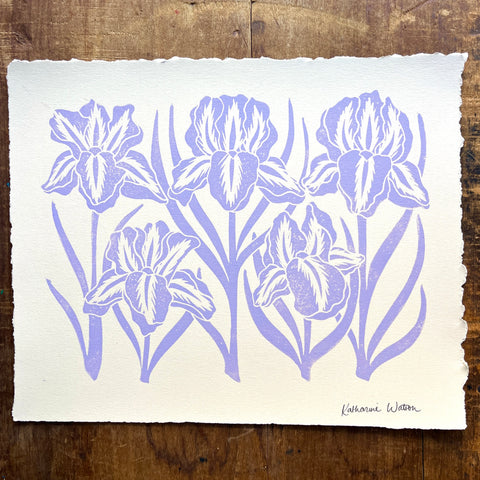 SECONDS : Hand Block Printed Iris Art Print - No. 5771