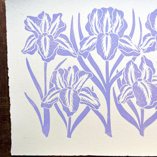 SECONDS : Hand Block Printed Iris Art Print - No. 5771