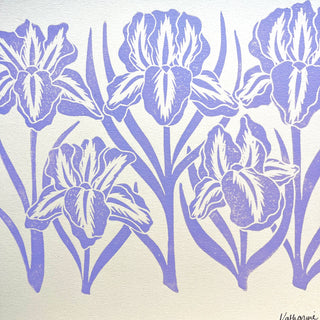 SECONDS : Hand Block Printed Iris Art Print - No. 5771