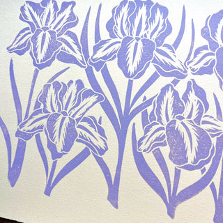 SECONDS : Hand Block Printed Iris Art Print - No. 5771
