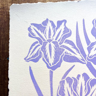 SECONDS : Hand Block Printed Iris Art Print - No. 5771