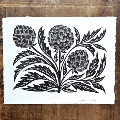 SECONDS: Hand Block Printed Artichoke Art Print - No. 3138