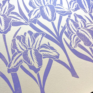 SECONDS : Hand Block Printed Iris Art Print - No. 5771