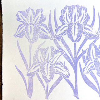 Hand Block Printed Iris Art Print - No. 5772