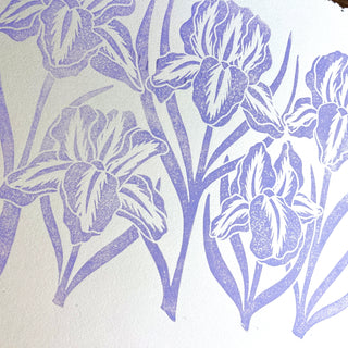 Hand Block Printed Iris Art Print - No. 5772
