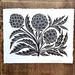 SECONDS: Hand Block Printed Artichoke Art Print - No. 3138