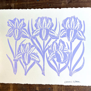 Hand Block Printed Iris Art Print - No. 5774