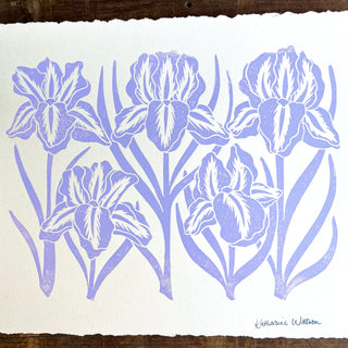 Hand Block Printed Iris Art Print - No. 5774