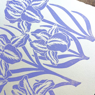 Hand Block Printed Iris Art Print - No. 5774