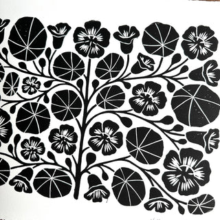Hand Block Printed Nasturtium Art Print - No. 5052