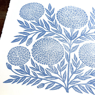 SECONDS : Hand Block Printed Marigold Art Print - No. 5336