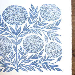 SECONDS : Hand Block Printed Marigold Art Print - No. 5336