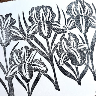 SECONDS : Hand Block Printed Iris Art Print - No. 5342