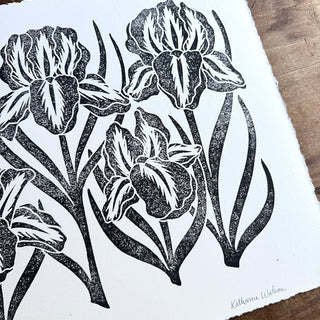 SECONDS : Hand Block Printed Iris Art Print - No. 5342