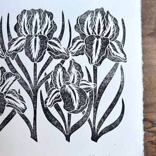 SECONDS : Hand Block Printed Iris Art Print - No. 5342