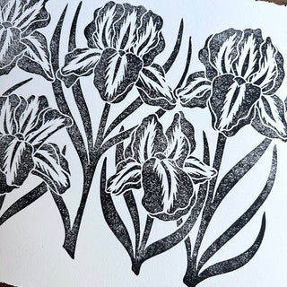 SECONDS : Hand Block Printed Iris Art Print - No. 5342