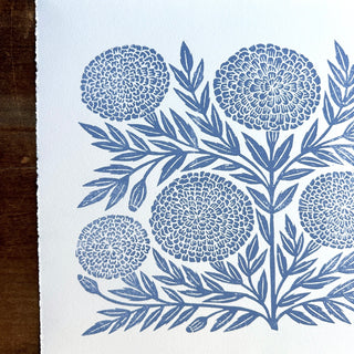 SECONDS : Hand Block Printed Marigold Art Print - No. 5343