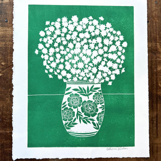 SECONDS : Hand Block Printed Vase Art Print - No. 5346