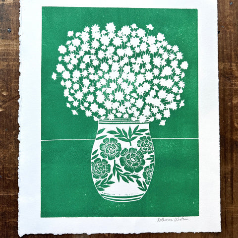 SECONDS : Hand Block Printed Vase Art Print - No. 5346